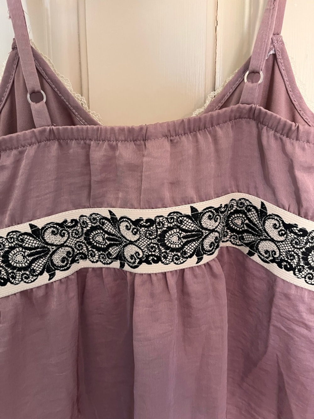 Xhilaration Mauve Satin Lace-Trim Slip with Embroidered Waist - Picture 5 of 8